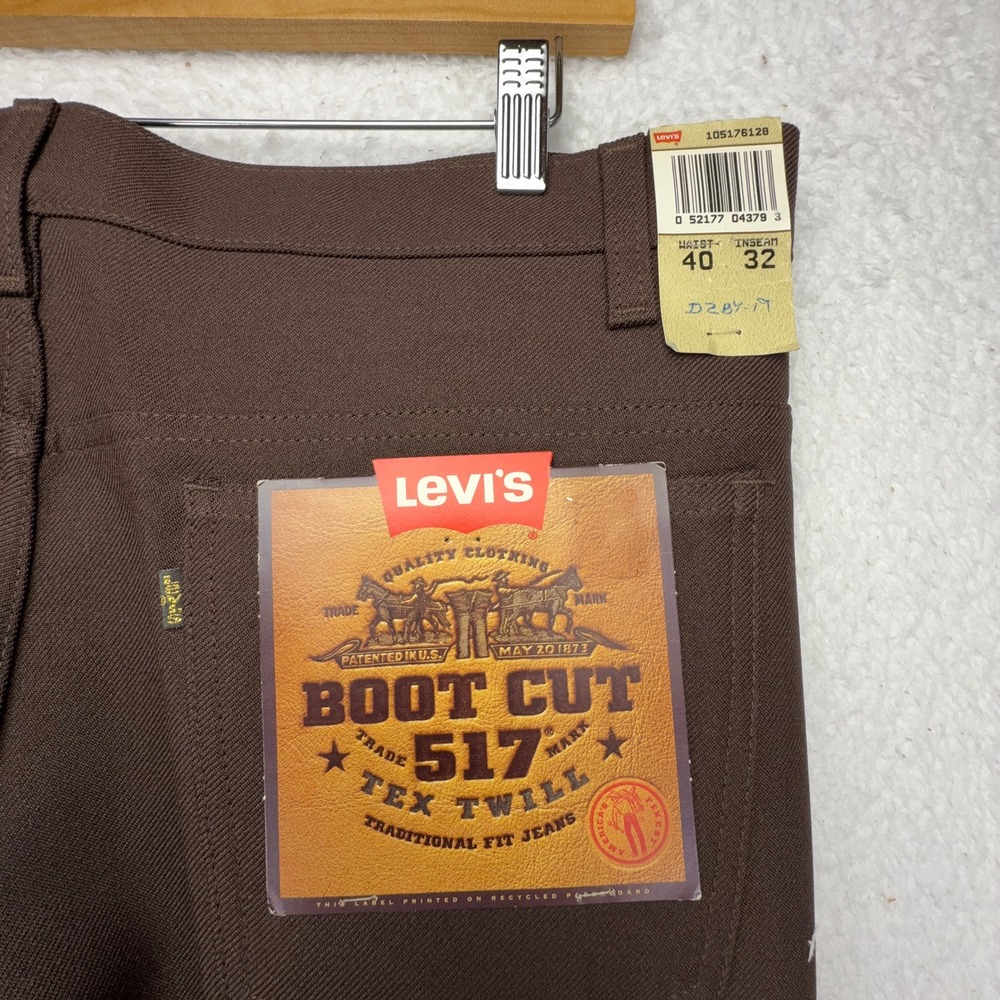 Levi's 517 Boot Cut Tex Twill Jeans Brown W40 L32 10517-6128 Vintage NWT